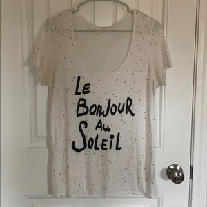 anthropologie white and copper polka dot tee.